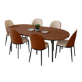 LeisureMod Tule Collection 7-Piece Black Steel Dining Set with 6 Chairs and Table