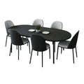 LeisureMod Tule Collection 7-Piece Black Steel Dining Set with 6 Chairs and Table