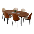 LeisureMod Tule Collection 7-Piece Black Steel Dining Set with 6 Chairs and Table