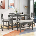 Nestfair 6-Piece Counter Height Dining Set with Chairs and Bench