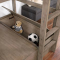 Furniture of America Wegh Twin Loft Bed with Workstation and Concealed Storage - Solid Wood