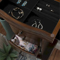 Serena Walnut Jewelry Armoire with Mirrored Finish
