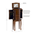 Serena Walnut Jewelry Armoire with Mirrored Finish