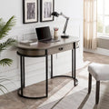Oval Vanity Desk with Drawer and Drop-Down Front