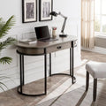 Oval Vanity Desk with Drawer and Drop-Down Front