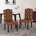 Set of 2 Harriet Modern Tufted Faux Leather Dining Chairs by Christopher Knight Home - Dimensions: 21.5" L x 25.75" W x 41.5" H