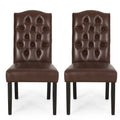 Set of 2 Harriet Modern Tufted Faux Leather Dining Chairs by Christopher Knight Home - Dimensions: 21.5" L x 25.75" W x 41.5" H