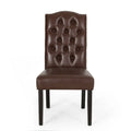 Set of 2 Harriet Modern Tufted Faux Leather Dining Chairs by Christopher Knight Home - Dimensions: 21.5" L x 25.75" W x 41.5" H