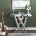 Contemporary Silver Console Table with Crushed Diamond Inlay for Entryway