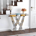 Contemporary Silver Console Table with Crushed Diamond Inlay for Entryway