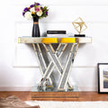 Contemporary Silver Console Table with Crushed Diamond Inlay for Entryway