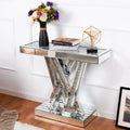 Contemporary Silver Console Table with Crushed Diamond Inlay for Entryway