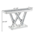 Contemporary Silver Console Table with Crushed Diamond Inlay for Entryway