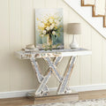Contemporary Silver Console Table with Crushed Diamond Inlay for Entryway