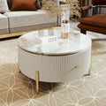 Merax Contemporary Round Coffee Table Featuring 2 Spacious Drawers