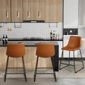 Set of 2 Homall Brown PU Leather Counter Bar Stools with Backrest and Footrest