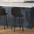 Pair of Armless Upholstered Metal Counter Stools