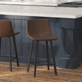 Pair of Armless Upholstered Metal Counter Stools