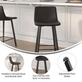 Pair of Armless Upholstered Metal Counter Stools