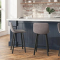 Pair of Armless Upholstered Metal Counter Stools