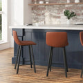 Pair of Armless Upholstered Metal Counter Stools