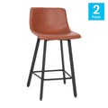 Pair of Armless Upholstered Metal Counter Stools
