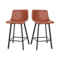 Pair of Armless Upholstered Metal Counter Stools