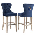 Carter Set of 2 Tufted Wingback Bar Stools with Nailhead Trim and Antique Grey Legs