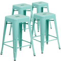 Set of 4 Backless Metal Counter Height Stools for Indoor-Outdoor Use - 24 Hours Square Seat