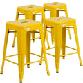 Set of 4 Backless Metal Counter Height Stools for Indoor-Outdoor Use - 24 Hours Square Seat