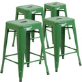 Set of 4 Backless Metal Counter Height Stools for Indoor-Outdoor Use - 24 Hours Square Seat