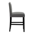 Set of 2 Counter Height Bar Stools with Back - 24-Inch Fabric Upholstered Design and Nailhead Trim