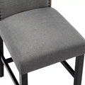 Set of 2 Counter Height Bar Stools with Back - 24-Inch Fabric Upholstered Design and Nailhead Trim