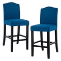 Set of 2 Counter Height Bar Stools with Back - 24-Inch Fabric Upholstered Design and Nailhead Trim