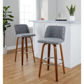Set of 2 Carson Carrington Vallberga 30-Inch Fixed-Height Bar Stools with Walnut Wood Base