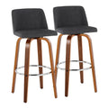 Set of 2 Carson Carrington Vallberga 30-Inch Fixed-Height Bar Stools with Walnut Wood Base