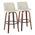 Set of 2 Carson Carrington Vallberga 30-Inch Fixed-Height Bar Stools with Walnut Wood Base