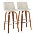 Set of 2 Carson Carrington Vallberga 30-Inch Fixed-Height Bar Stools with Walnut Wood Base