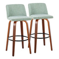 Set of 2 Carson Carrington Vallberga 30-Inch Fixed-Height Bar Stools with Walnut Wood Base