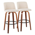Set of 2 Carson Carrington Vallberga 30-Inch Fixed-Height Bar Stools with Walnut Wood Base