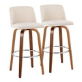 Set of 2 Carson Carrington Vallberga 30-Inch Fixed-Height Bar Stools with Walnut Wood Base
