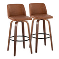 Set of 2 Carson Carrington Vallberga 30-Inch Fixed-Height Bar Stools with Walnut Wood Base