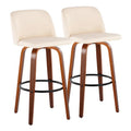 Set of 2 Carson Carrington Vallberga 30-Inch Fixed-Height Bar Stools with Walnut Wood Base