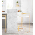 Set of 2 Stackable Gold Bar Stools with Silver Orchid Forest Finish