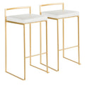 Set of 2 Stackable Gold Bar Stools with Silver Orchid Forest Finish