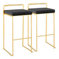 Set of 2 Stackable Gold Bar Stools with Silver Orchid Forest Finish