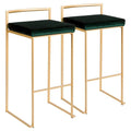 Set of 2 Stackable Gold Bar Stools with Silver Orchid Forest Finish