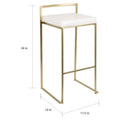 Set of 2 Stackable Gold Bar Stools with Silver Orchid Forest Finish