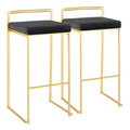 Set of 2 Stackable Gold Bar Stools with Silver Orchid Forest Finish