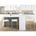 Set of 2 Stackable Gold Bar Stools with Silver Orchid Forest Finish
